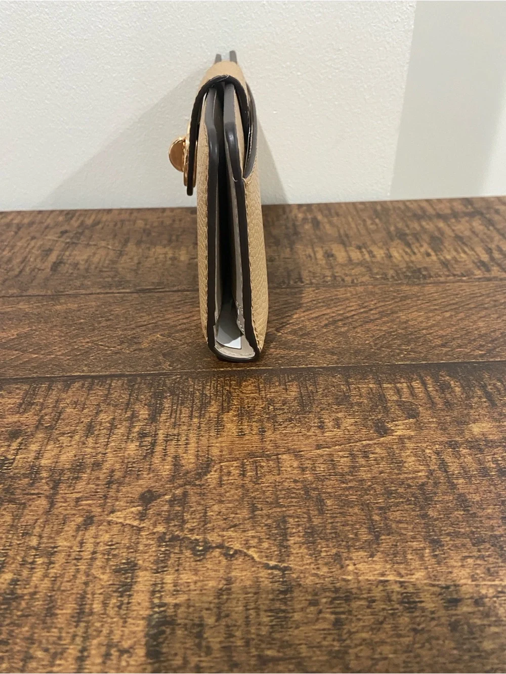 Marc Jacobs Signet Turnlock Slim Wallet in the Color Iced Coffee